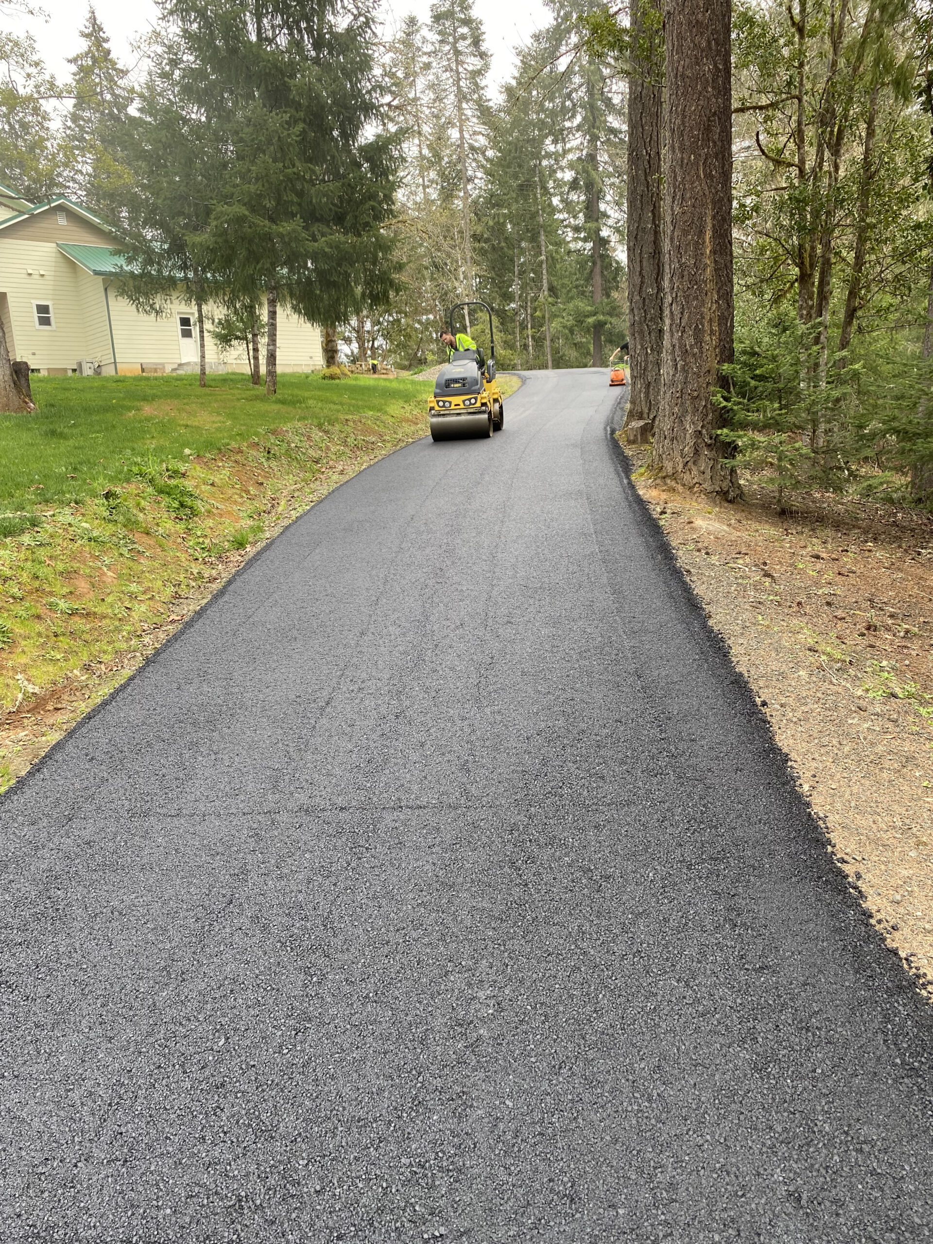 Custom Driveway on Hill with Machine